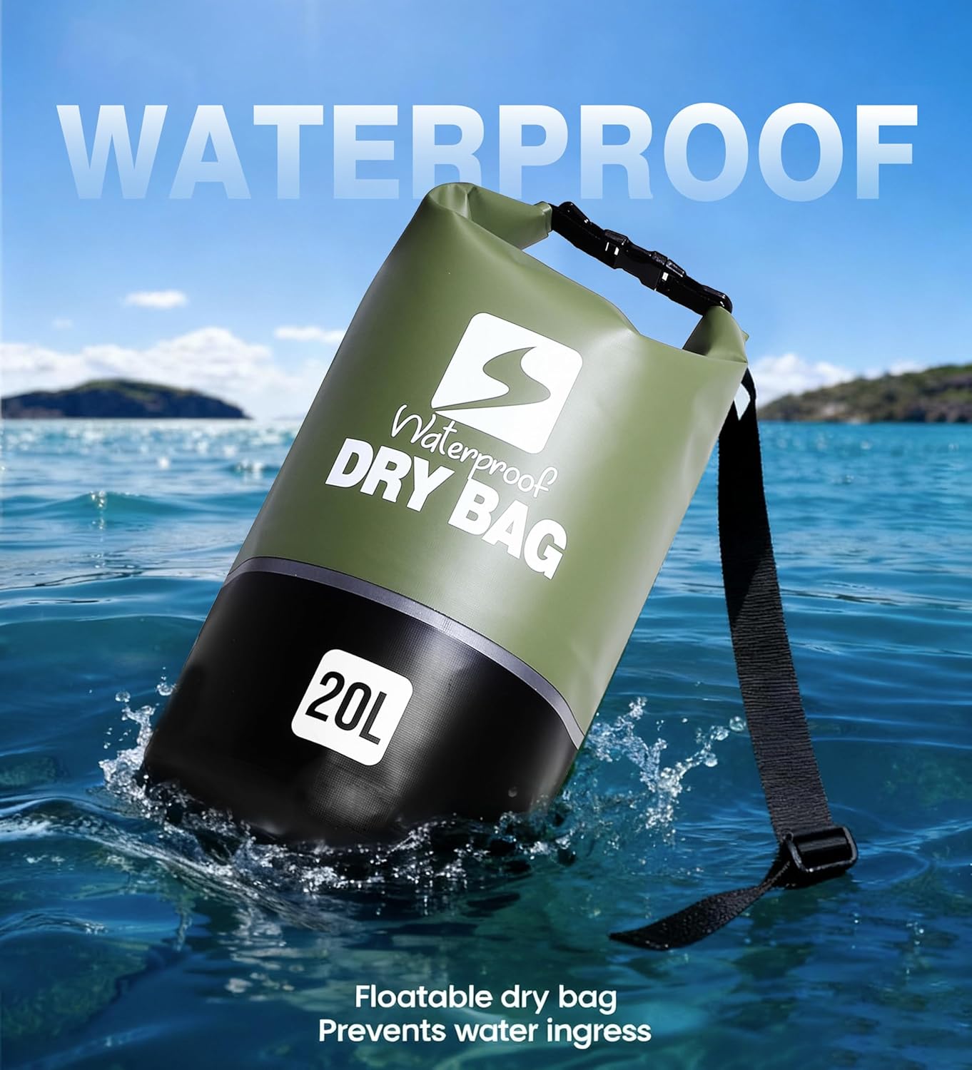 Waterproof Dry Bag - Lightweight Roll Top Backpack for Boating, Kayaking, Travel & Hiking | 10L Adjustable Shoulder Straps