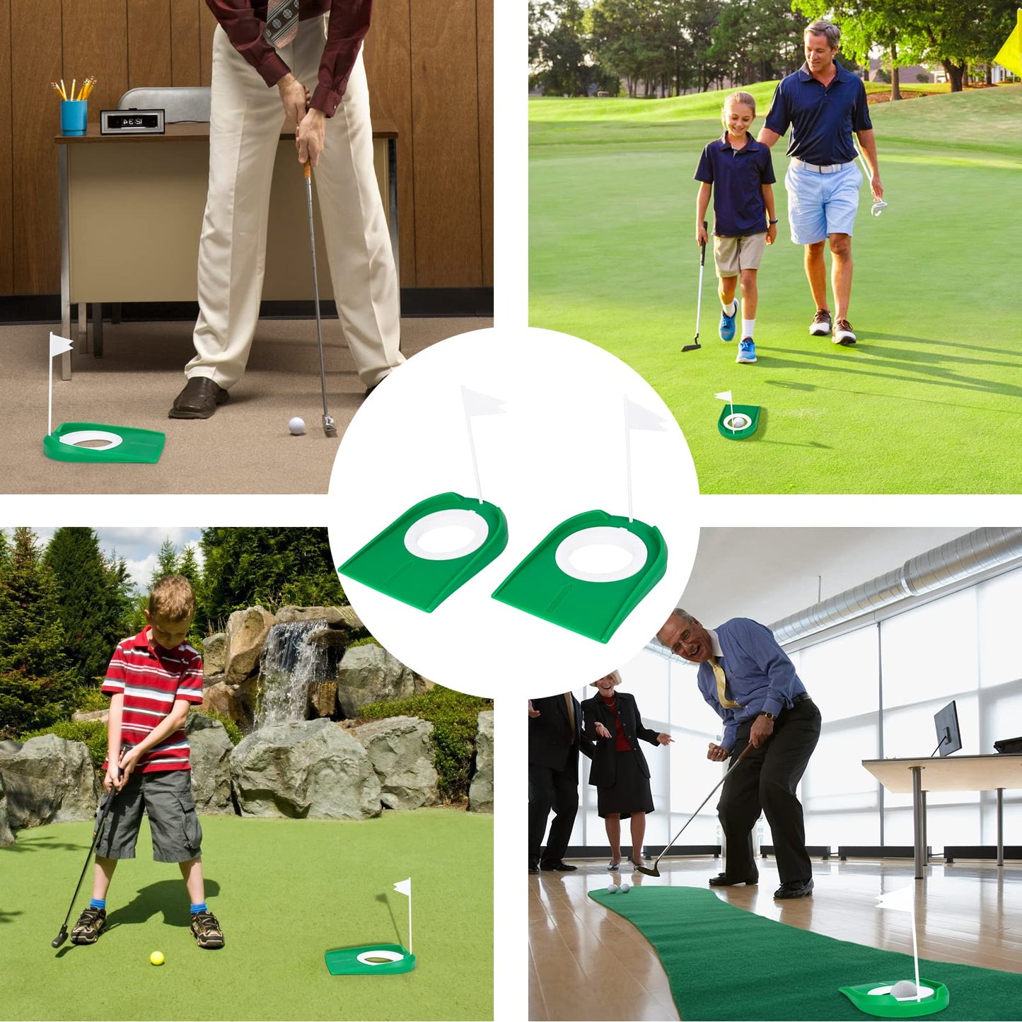 Eaezerav 6 Pack Golf Putting Cup with Flag Practice Training Aids Plastic Golf Putting Hole for Kids Adults Home Office Garage Yard Lawn Indoor Outdoor Practice