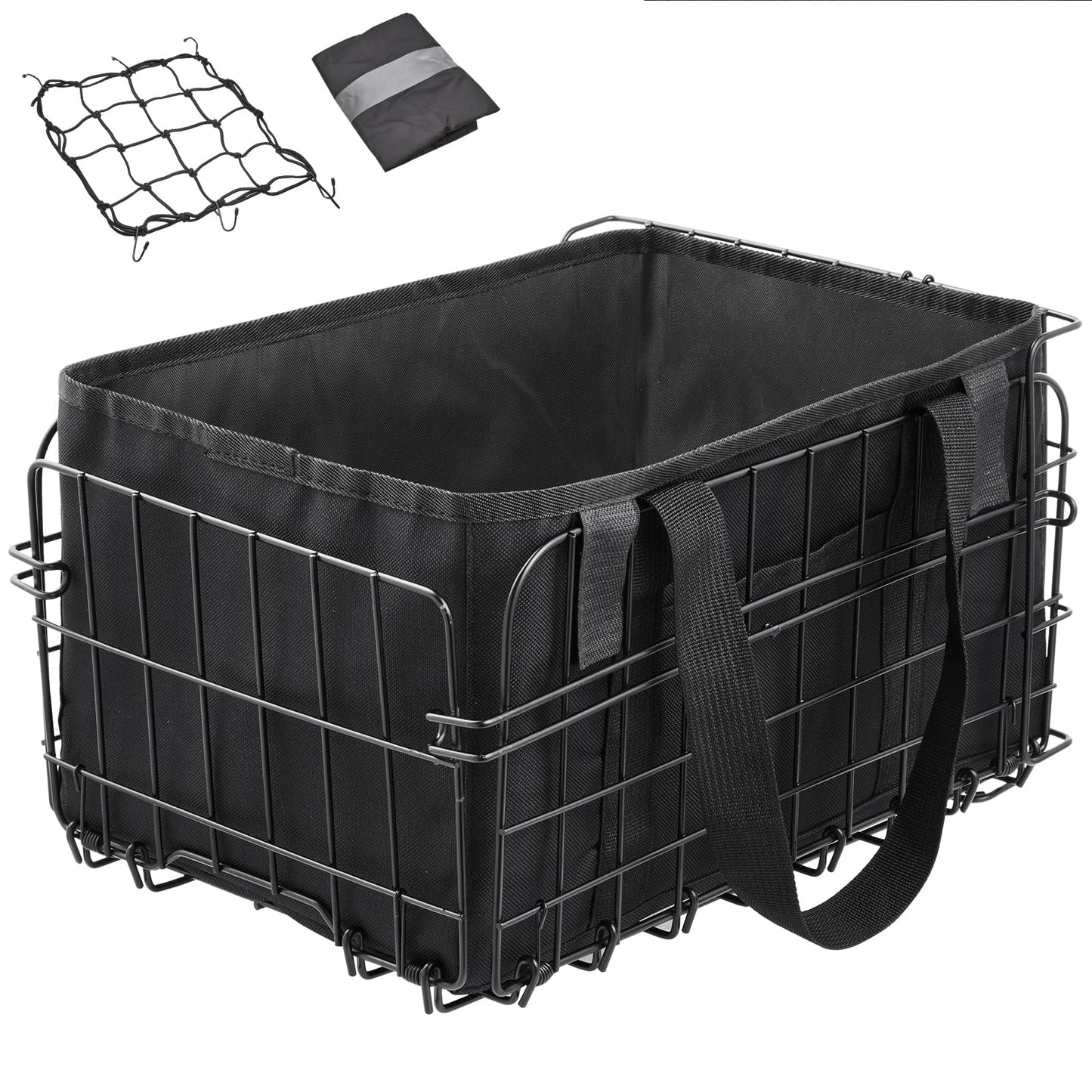 Zacro Bike Basket Rear Large Folding Metal Bicycle Ebike Basket, Quick Release Design for Adult Women/Men Carrying Dogs, Pets, Fruit & Grocery
