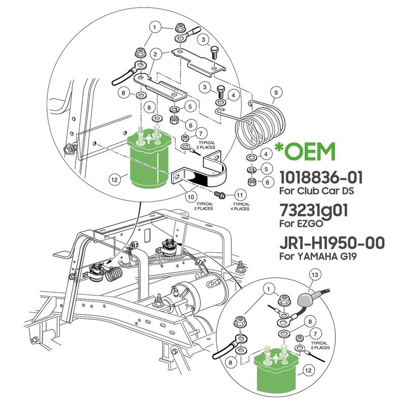 10L0L Golf Cart 48 Volt Solenoid for Yamaha G19, Club Car DS and EZGO Shuttle/Titan/XI-875 Electric Carts, 200A 4 Terminal, Replace OEM 101883601, 73231G01, JR1-H1950-00