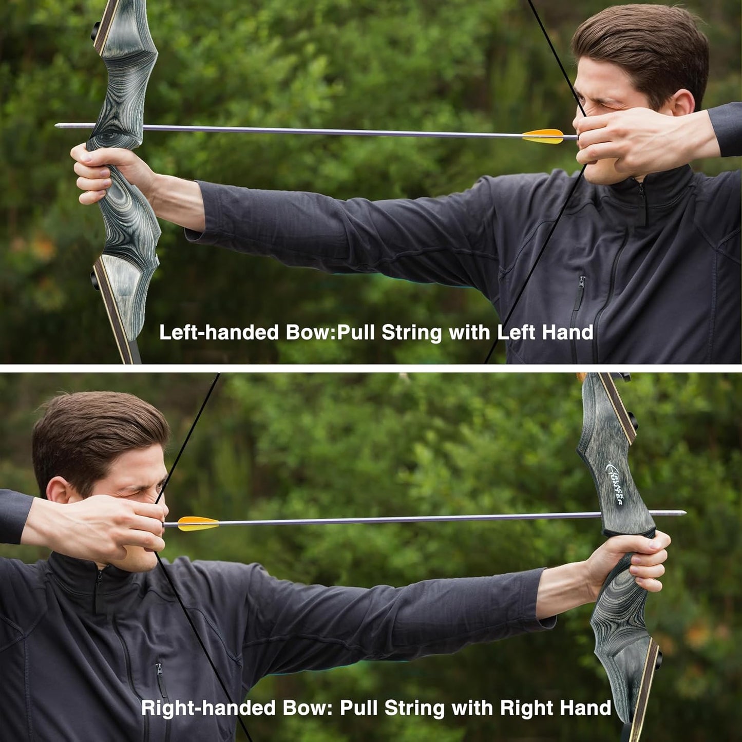 Black Hunter Takedown Recurve Bow - 35lbs Right Hand | Replacement Limbs 25lbs