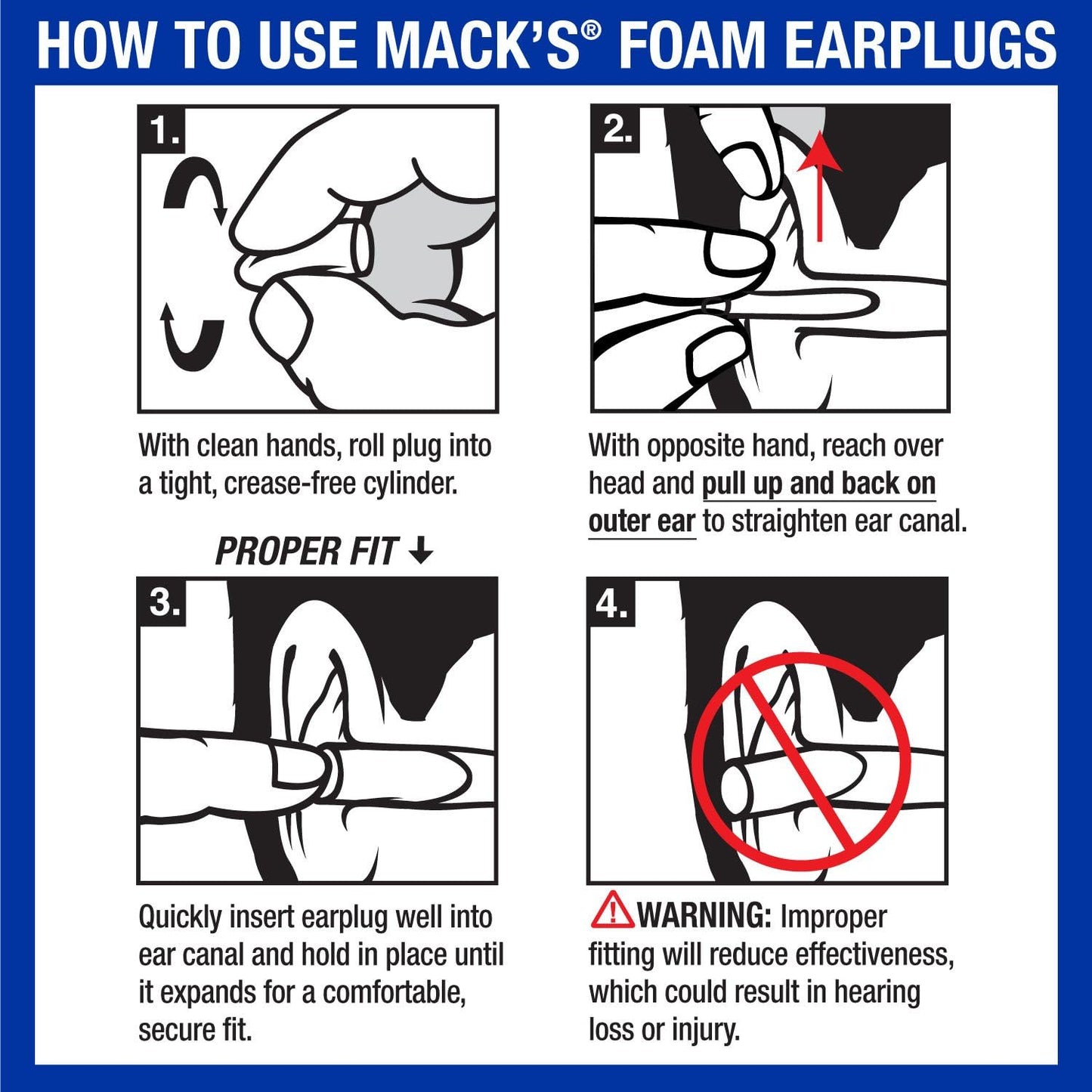 Mack's Sound Asleep Foam Earplugs - 32dB Noise Reduction, Comfortable for Sleeping & Travel | 12 Pairs
