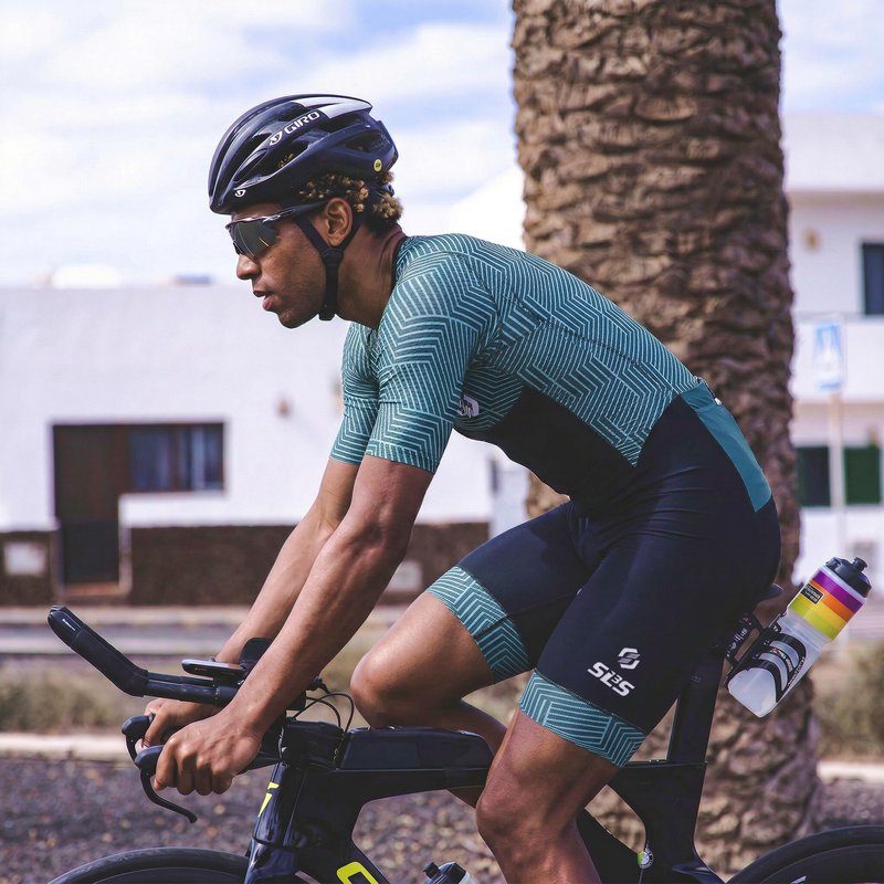 SLS3 Triathlon Suits Mens - Aerodynamic Sleeved Tri Suit Men – Lightweight Trisuit with Premium FX Fabrics - 2 Pockets (Carbon Teal, Small)