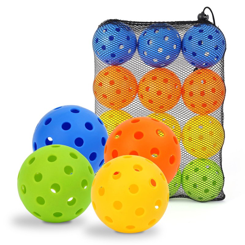 CARELAX 12-Pack Vibrant Pickleballs - Officially Approved for USA Pickleball Balls Outdoor, Perfect for Outdoor and Indoor Play
