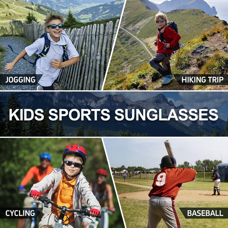DEAFRAIN Kids Sunglasses for Boys Girls Unbreakable Flexible Frame Polarized Sports Youth Baseball Running Fishing Glasses for Age 7-14