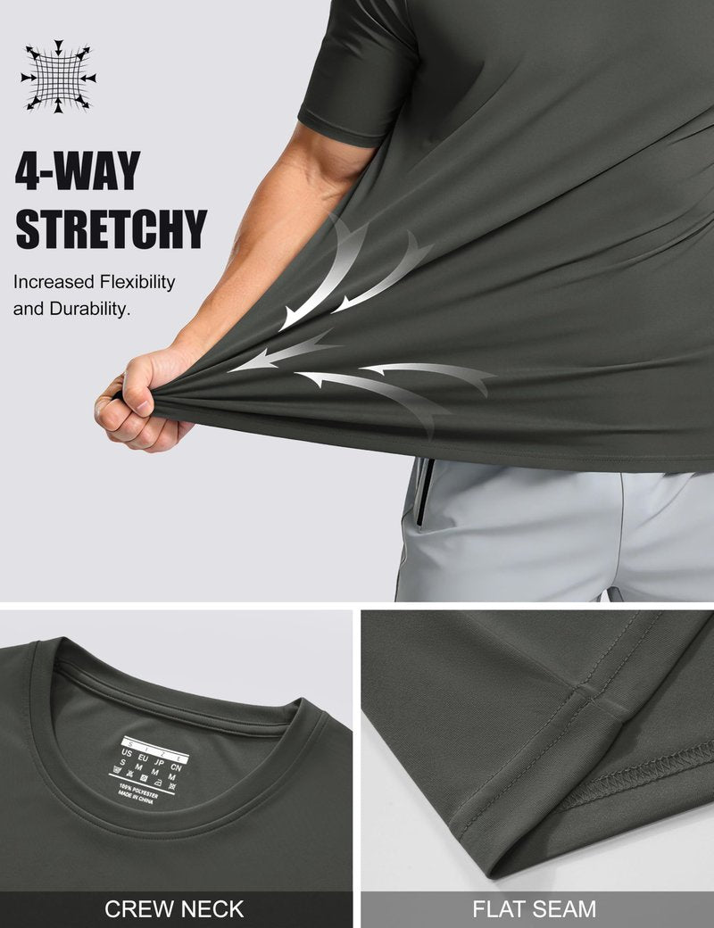 Mens Running Shirts Short Sleeve T-Shirt UPF 50+ Moisture Wicking Hiking Shirts Dry Fit Tee Shirts Outdoor Shirts for Men Dark Grey
