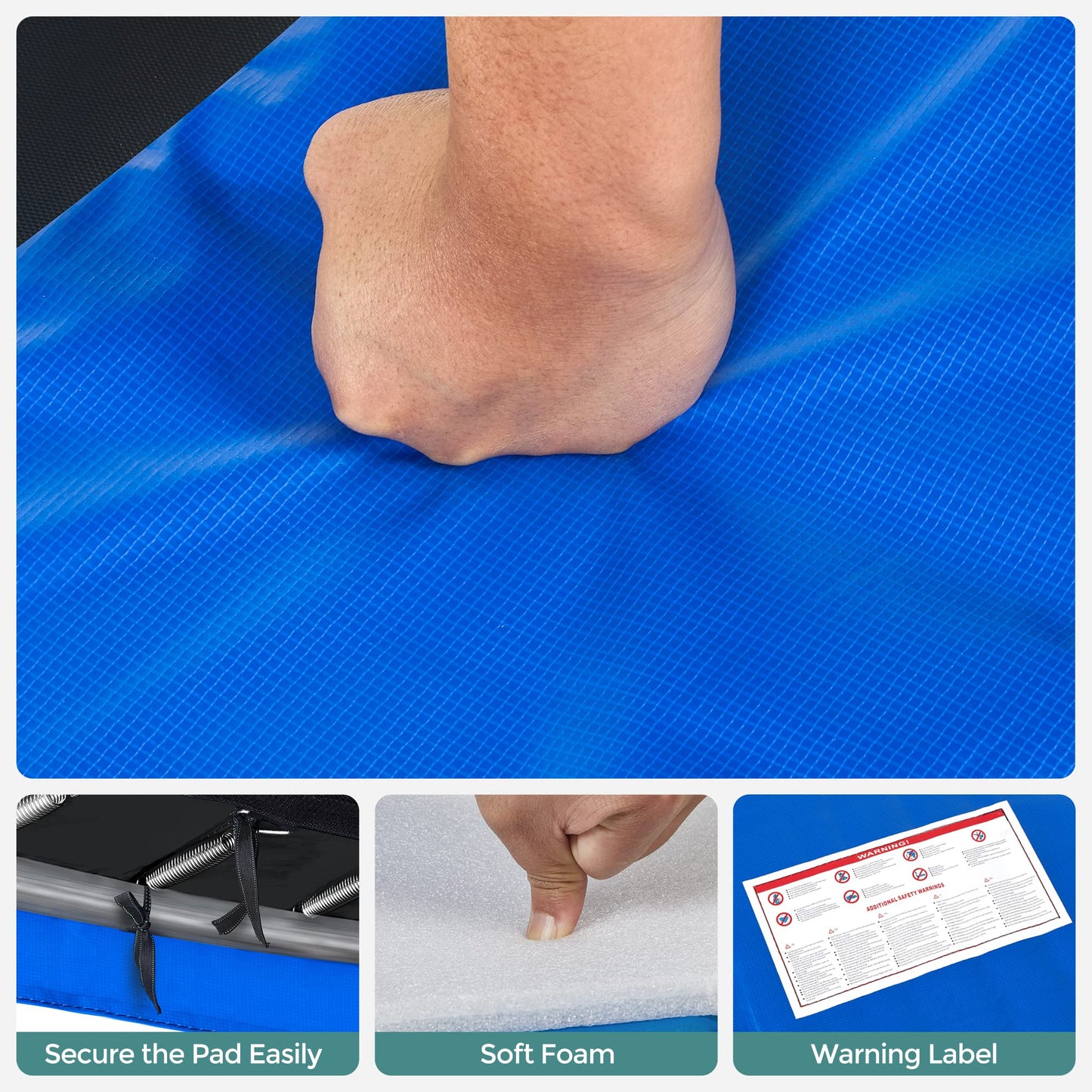 SONGMICS Replacement Trampoline Safety Pad Mat, 12 ft (144 Inches) Spring Cover, UV-Resistant, Tear-Resistant Edge Protection, Standard Size, Cobalt Blue USTP12FT