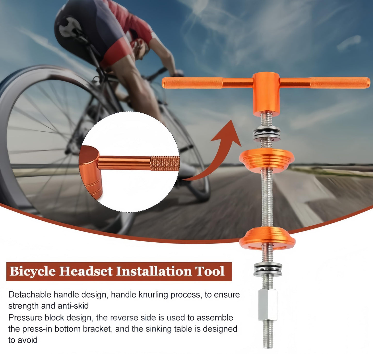Rowzzi Bike Headset Press Tool, Bicycle Repair Accessories Bearing Installer, Bicycle Headset Bearing Press-in Tool Bike Headset Cup