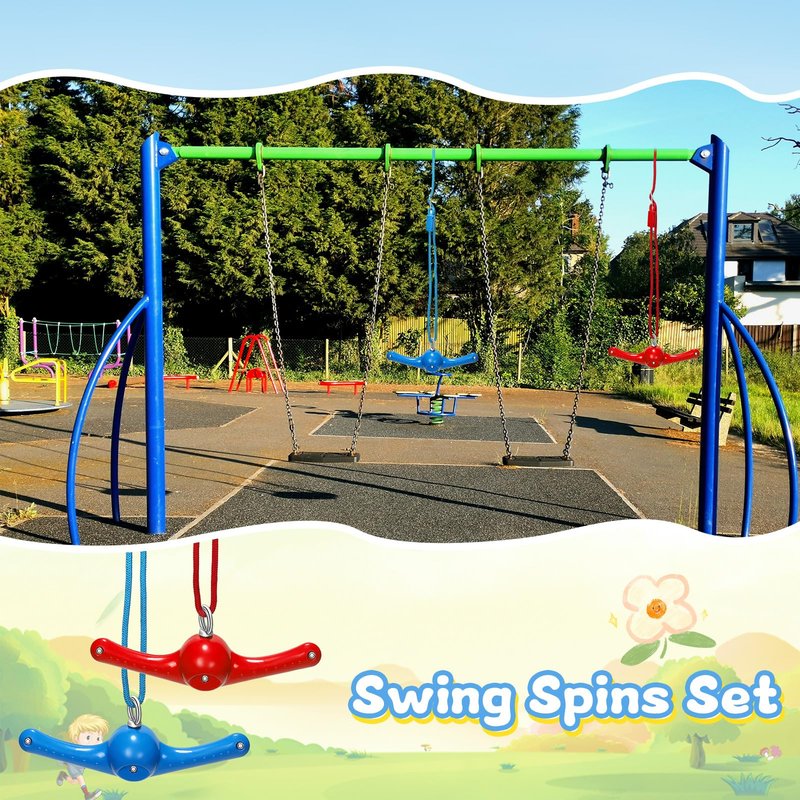 Hiboom 2 Pcs Twister Swing 360° Handle Ninja Accessories Set Adjustable Slackline Attachments Playground Toys Doorway Swing for Playground Backyard Training