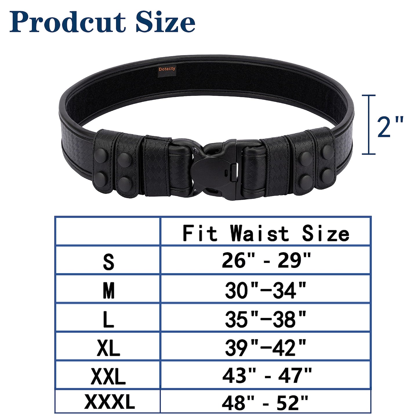 Dotacty Basketweave Duty Belts Police Law Enforcement Sheriff Security Work 2" Outer Belt w/Loop Liner Tri-Release Buckle 4 Keepers M