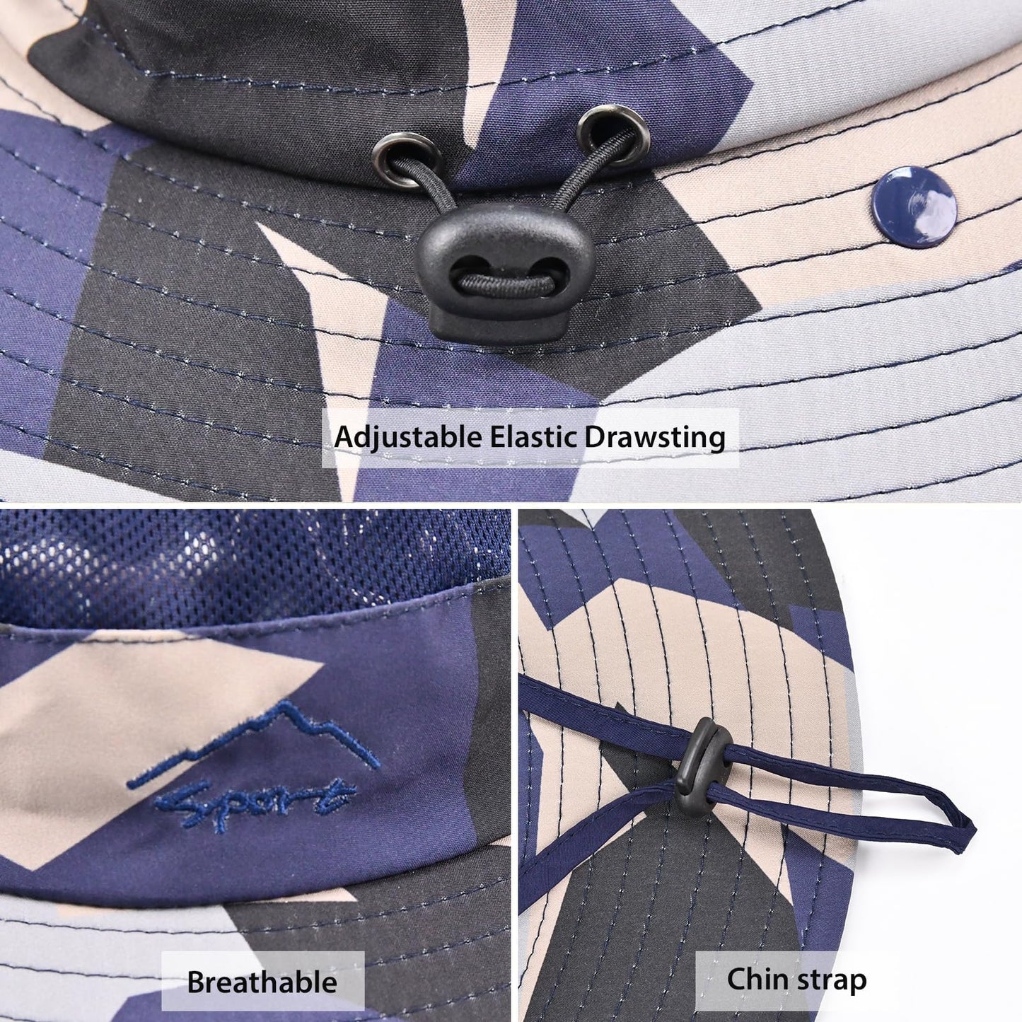 Sun Hats for Men Women Fishing Hat UPF 50+ Breathable Wide Brim Summer UV Protection Hat with Face Cover & Neck Flap