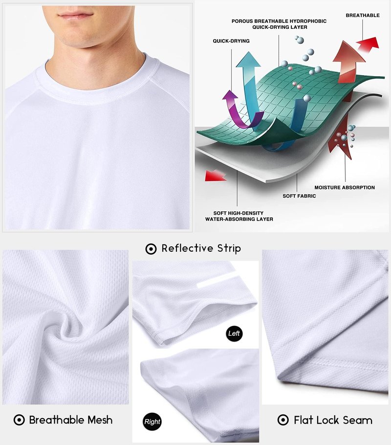 Men's 5 Pack Dry Fit Workout Running Shirts Moisture Wicking Short Sleeve Mesh Athletic T-Shirts 5P04-XL