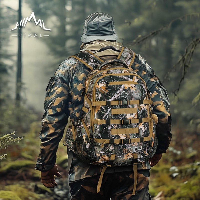 GoHimal Hunting Backpack with Bow Holder, 30L Water-proof Camo Daypack for Men, 600D Fabric Hunting Gear for Deer Bowhunting
