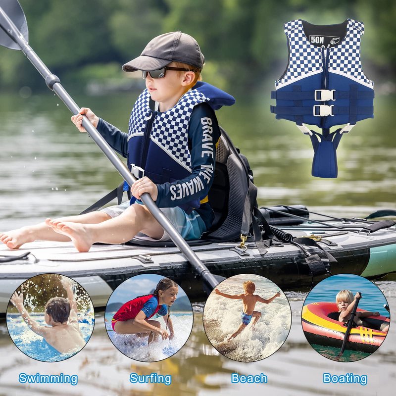 Chriffer Kids Swim Vest Life Jacket for 20-70 Pounds Boys and Girls, Zipper Style Easy On and Off, Floatation Life Jacket for 2, 3, 4, 5, 6, 7, 8, 9, 10 Years Old Beach Pool Water Park