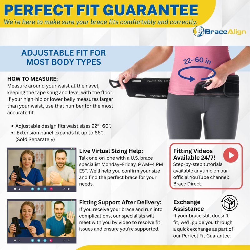 Brace Align GlideFit Adjustable SI Belt - Sacroiliac Joint Dysfunction, Pelvic Instability, Sciatica, Piriformis Syndrome & Lower Back Support Brace - L0621 (OSFM Adults 22–60 in. waist)