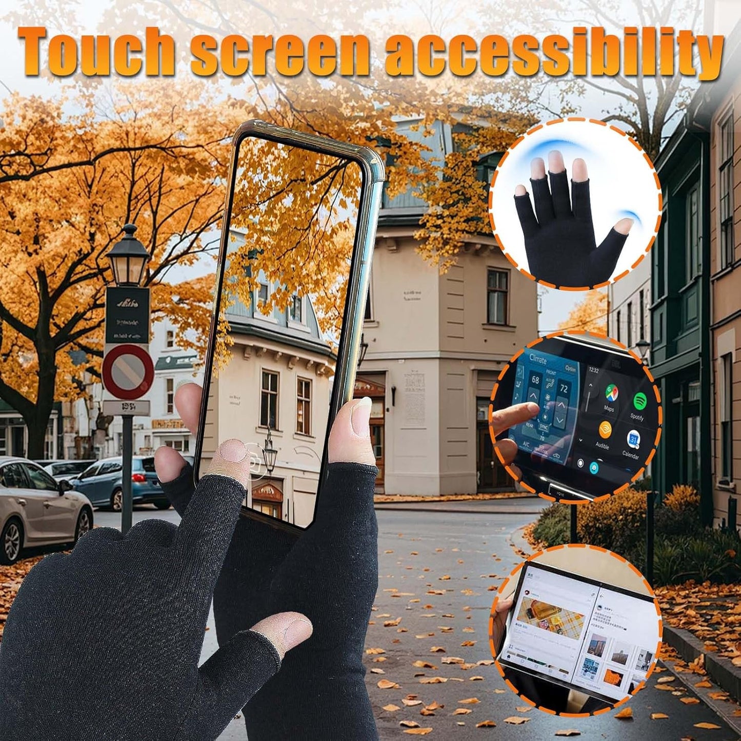 Compression Arthritis Gloves for Men & Women - Fingerless Design for Pain Relief | Carpal Tunnel Support (Medium, Pure Black)