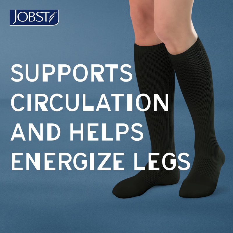 JOBST ACTIVA Athletic 20-30 mmHg Compression Socks for Travel and Sports, Designed for Women and Men, Knee High, Closed Toe, White, Large