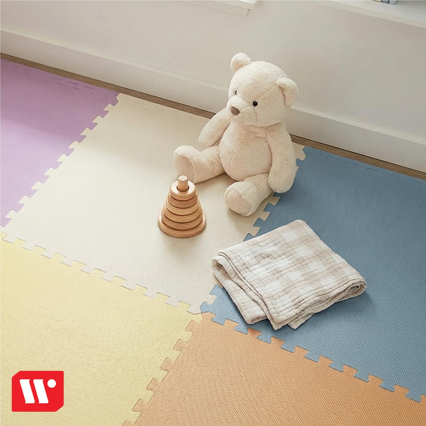 We Sell Mats 3/8" Thick Multipurpose EVA Foam Exercise Floor Mat, Interlocking Tiles, Anti-Fatigue for Home or Gym, 24 in x 24 in, 12 Tiles, Pastel