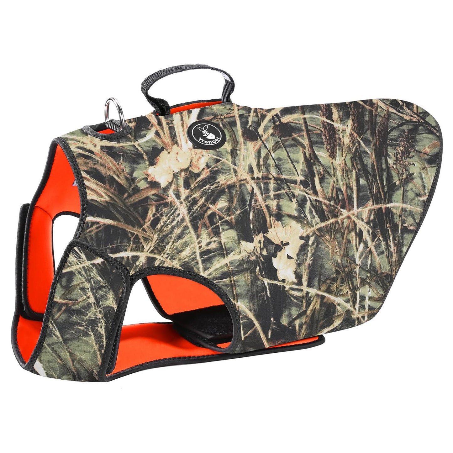 yrenoer Dog Hunting Vest - Reversible Reflective Tactical Style(Camo/Orange), 4.5mm Neoprene Waterproof, Lightweight Reflective Gear for Small/Medium/Large Breeds (M)