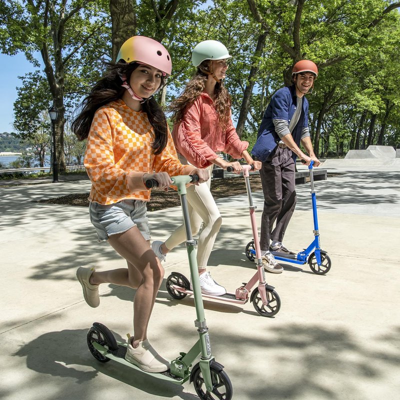 Jetson Hex 2-Wheel Kick Scooter, Sturdy Wide Deck, Rear Brake, Easy-Folding Mechanism, Kickstand, Ages 8+ Blue, JHEX-ABL