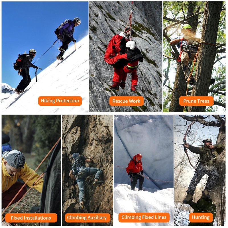 AOLEBA 8.5mm Static Climbing Rope, Outdoor Rock Climbing Ropes, Heavy Duty Rappelling Rope for Fire Rescue, Escape, 10M(32Ft) 20M(64Ft) 30M(96Ft) Ice Climbing Equipment & Parachute Accessories