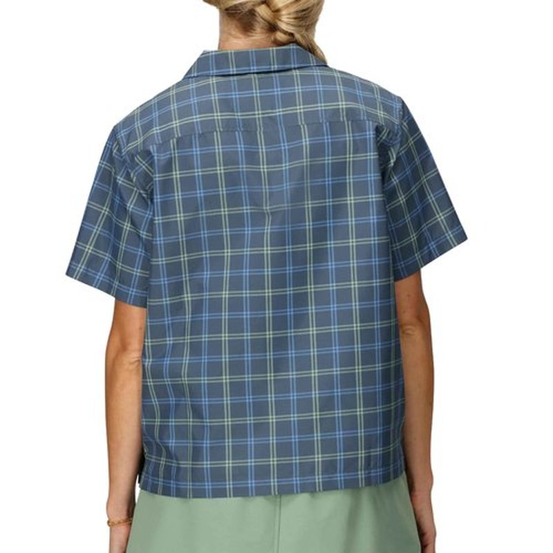 MARMOT Women's AirExchange UPF 40 Short Sleeve Camp Shirt - Lightweight Breathable Quick-Dry, Thunderhead Windowpane, Small