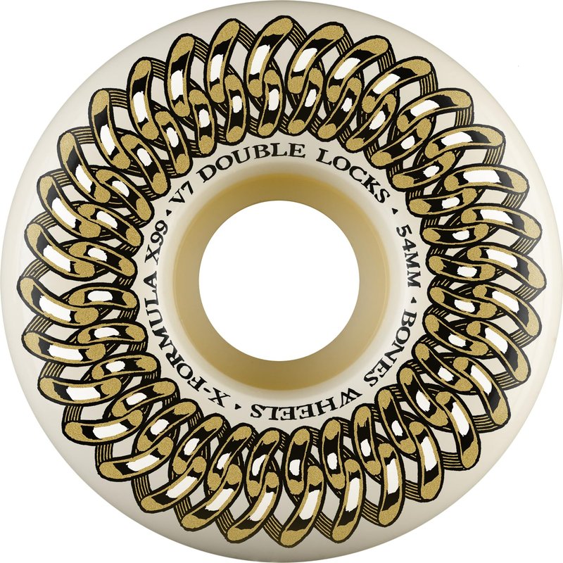 Bones Wheels Double Lock X-Formula Skateboard Wheels, 58mm, 99A, V7 Double Locks