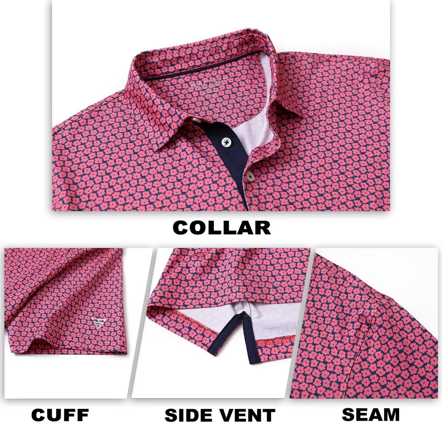 M MAELREG Golf Shirts for Men Dry Fit Print Patterns Performance Moisture Wicking Mens Polo Shirts Short Sleeve