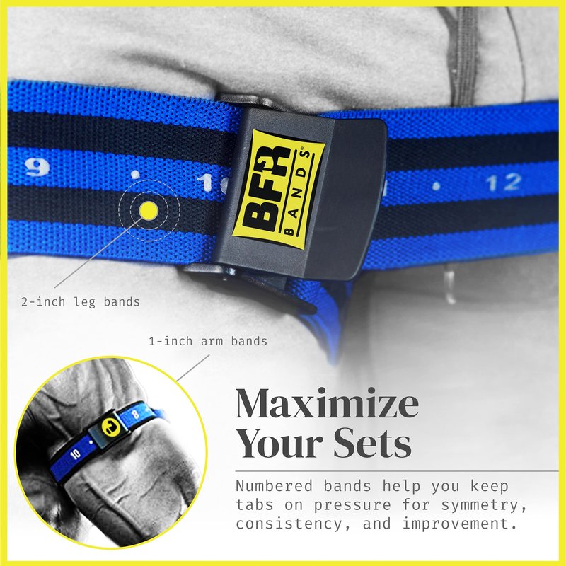 BFR Bands PRO 4-Pack Bundle Blood Flow Restriction Bands for Arms and Legs - Occlusion Training Bands Help You Gain Muscle Without Heavy Weight Lifting, Strong Elastic Strap + Quick-Release