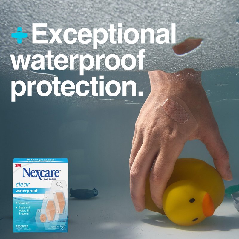Nexcare Waterproof Clear Bandages, Covers and Protects, 360 Degree Seal Around The Pad Offers Exceptional Protection Against Water, Dirt, and Germs, Assorted Sizes, 100 Count