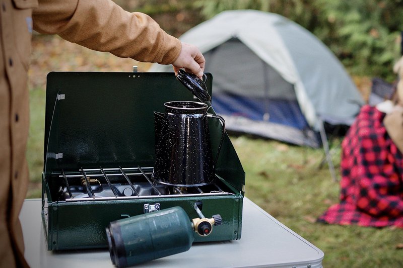 Stansport Enamel Percolator Coffee Pot 8 Cup - Black