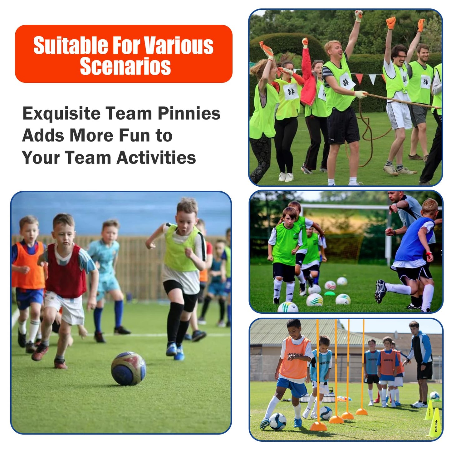 Antoyo Soccer Pinnies Youth with Numbers Scrimmage Team Pinnies Practice Vests Pinnies Jerseys for Basketball Soccer Football Bibs for Youth Adult