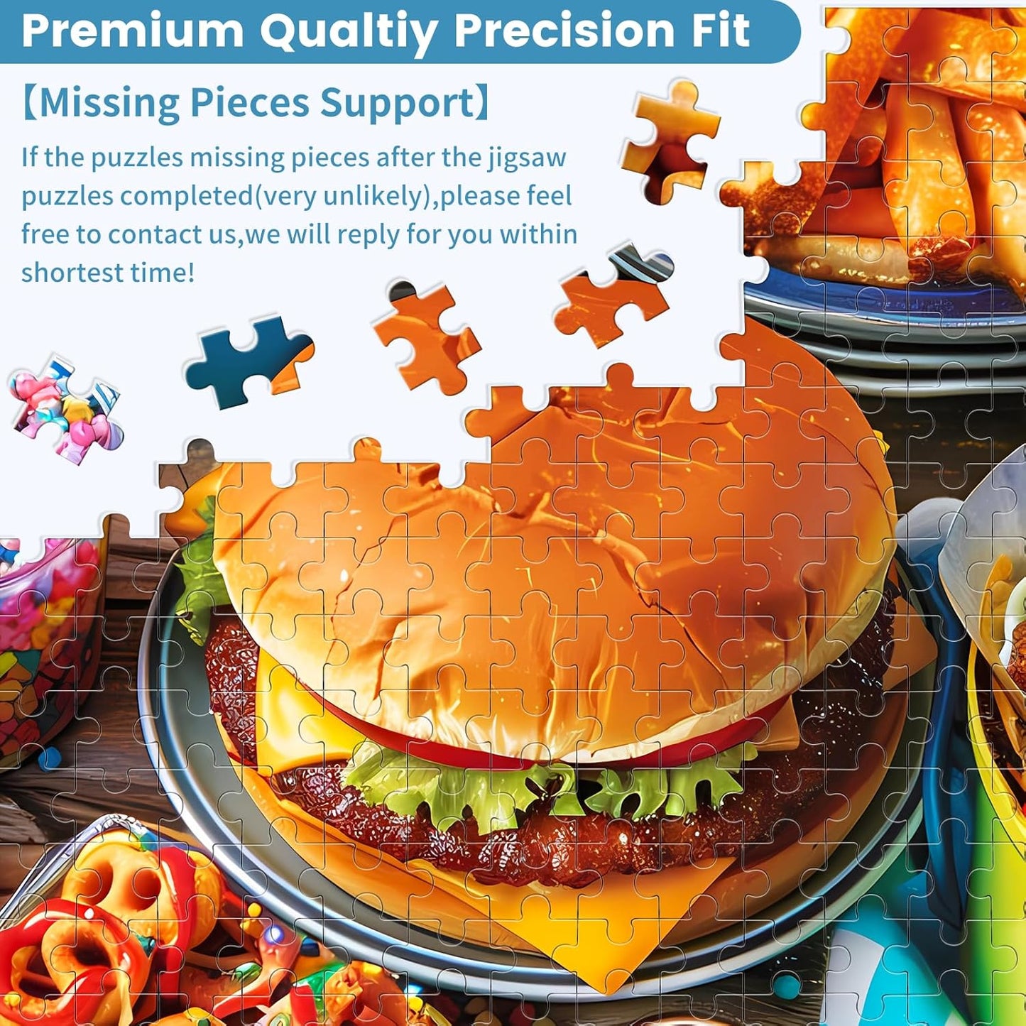 500 Piece Hamburger Jigsaw Puzzle for Adults | Fun Food-Themed Puzzle, 20.5x15 in