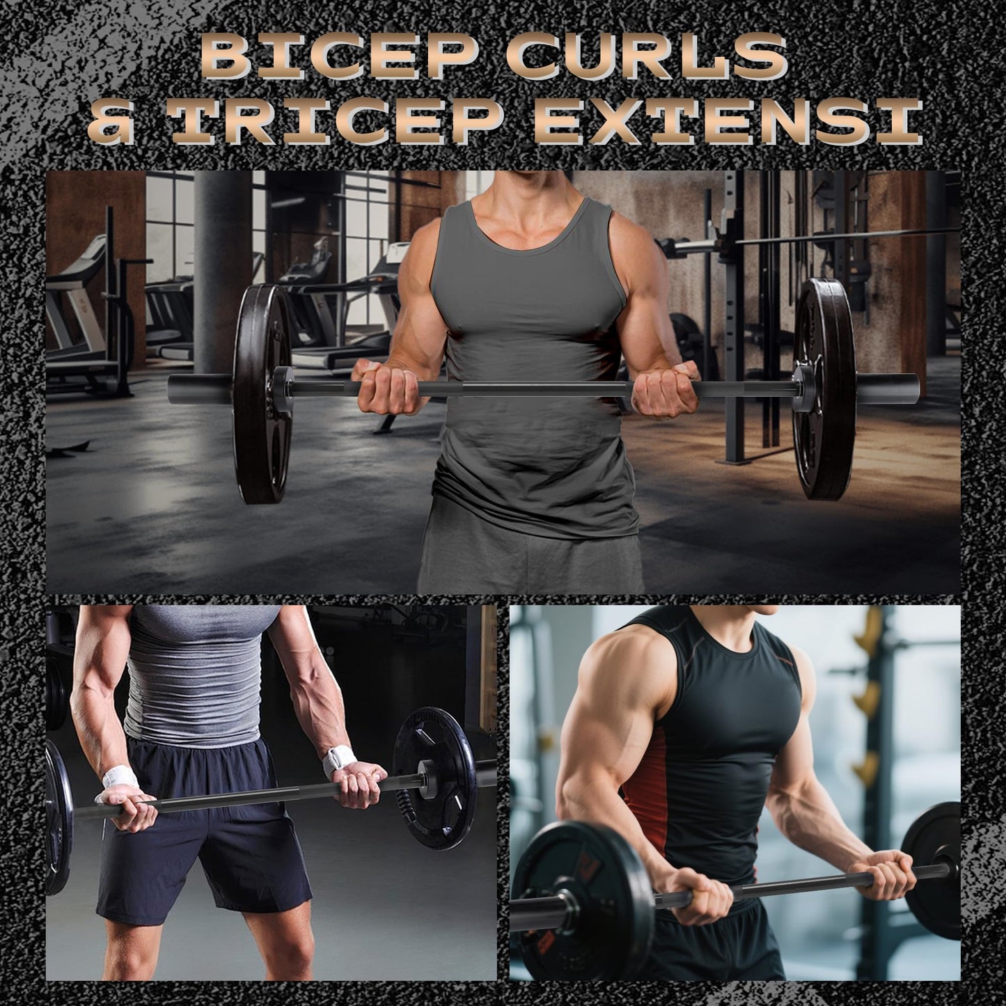 Barbell for Home Gym, 500LB to 1500LB Capacity with Copper Sleeves, for Weightlifting & Powerlifting (Multiple Sizes: 4FT Short b-Ar, 47" EZ Curl b-Ar, 7FT Power b-Ar)
