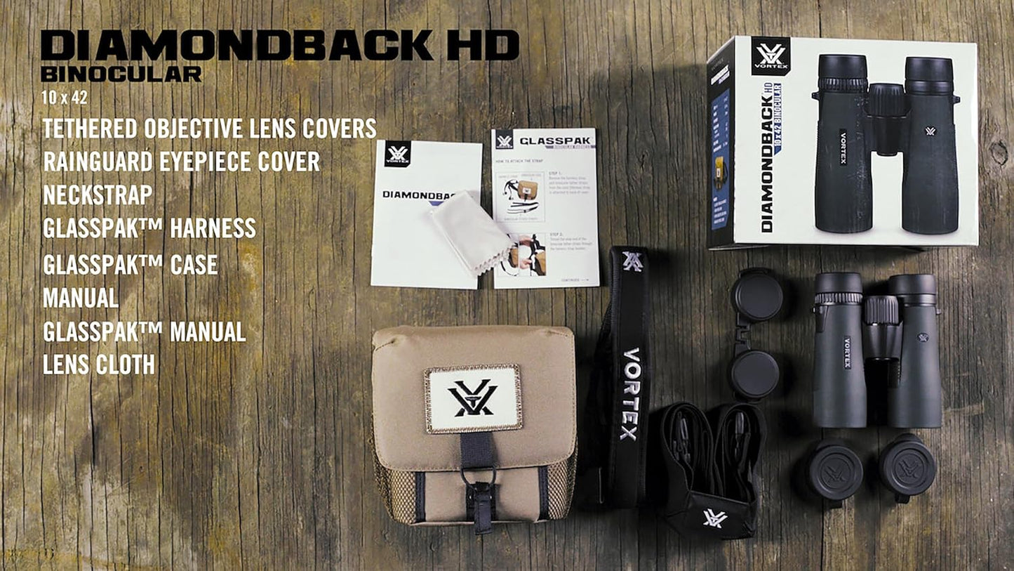 Vortex Optics Diamondback HD 10x42 Binoculars - Waterproof, Fogproof, Shockproof | HD Optical System, Non-Slip Grip