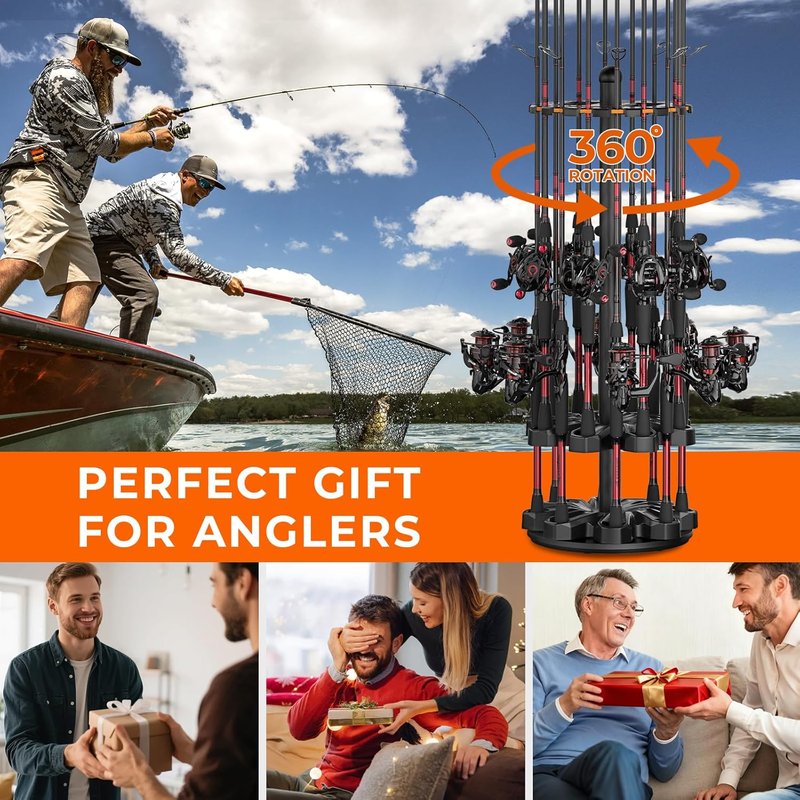 KastKing V16 Fishing Rod Holder - Space-Saving Floor Rack for 16 Rods | Durable ABS Foam Organizer