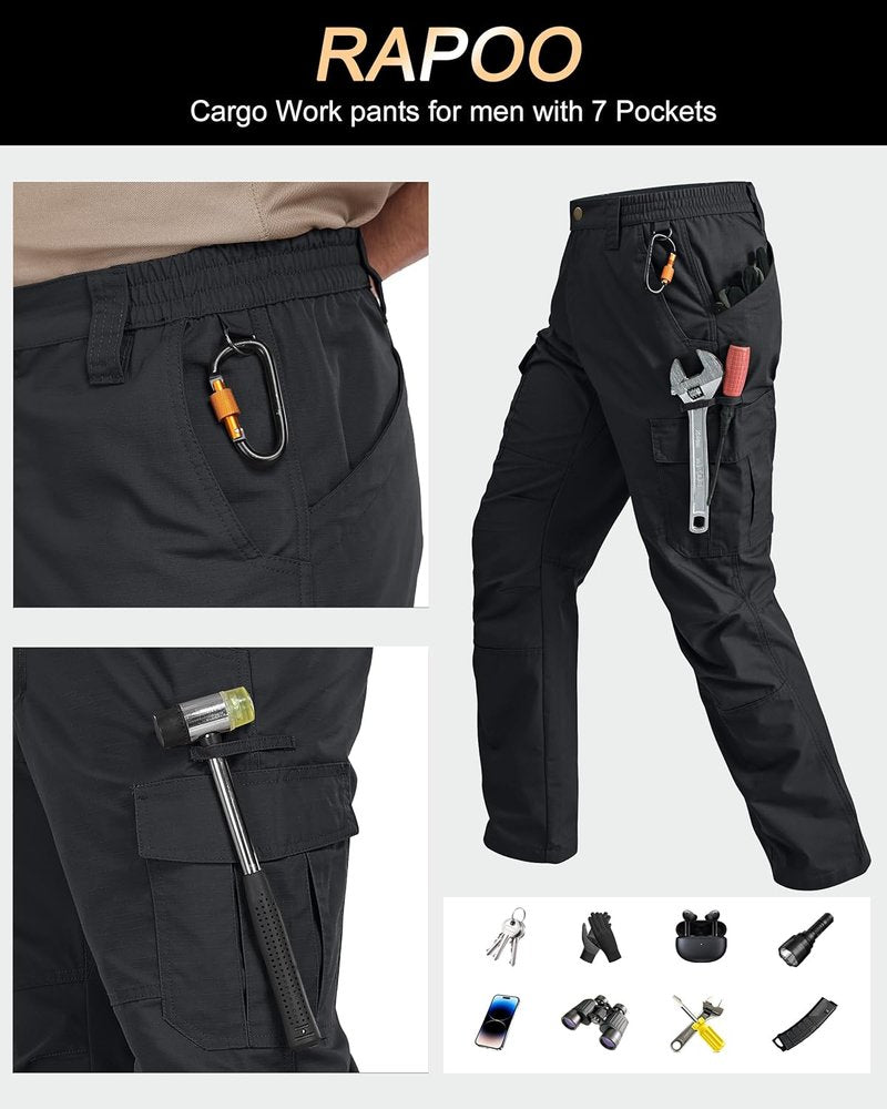 Men's Tactical Cargo Pants - Ripstop Water Resistant & Breathable | 7 Pocket Hiking Gear