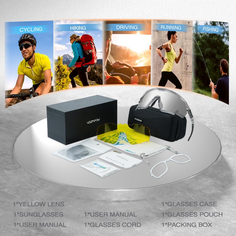 VOZAPOW Polarized Cycling Glasses for Men Women, PC Lens UV Protection Sports Sunglasses for Running Baseball Softball