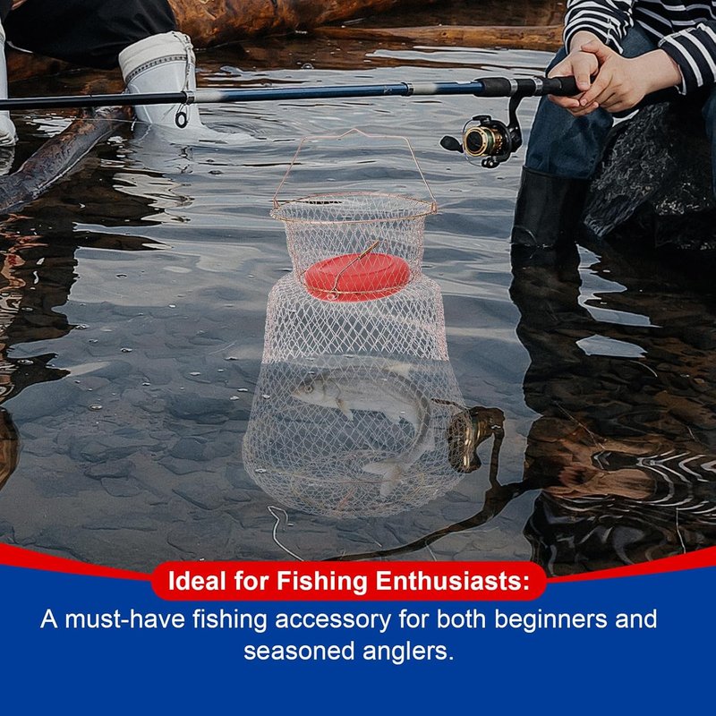 Floatable Galvanized Steel Wire Fish Basket - Portable, Durable Fishing Net Cage | Collapsible Design