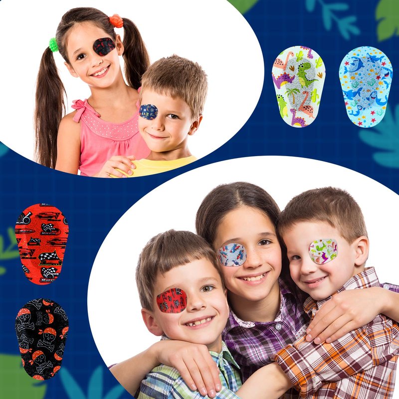 Panelee 180 Pcs Adhesive Eye Patches for Kids Boys 9 Styles Eye Patches Latex Free Eye Pad Bulk Light Blocking Fun Cute Boys Designs Cotton Adhesive Bandages for Boys Toddler