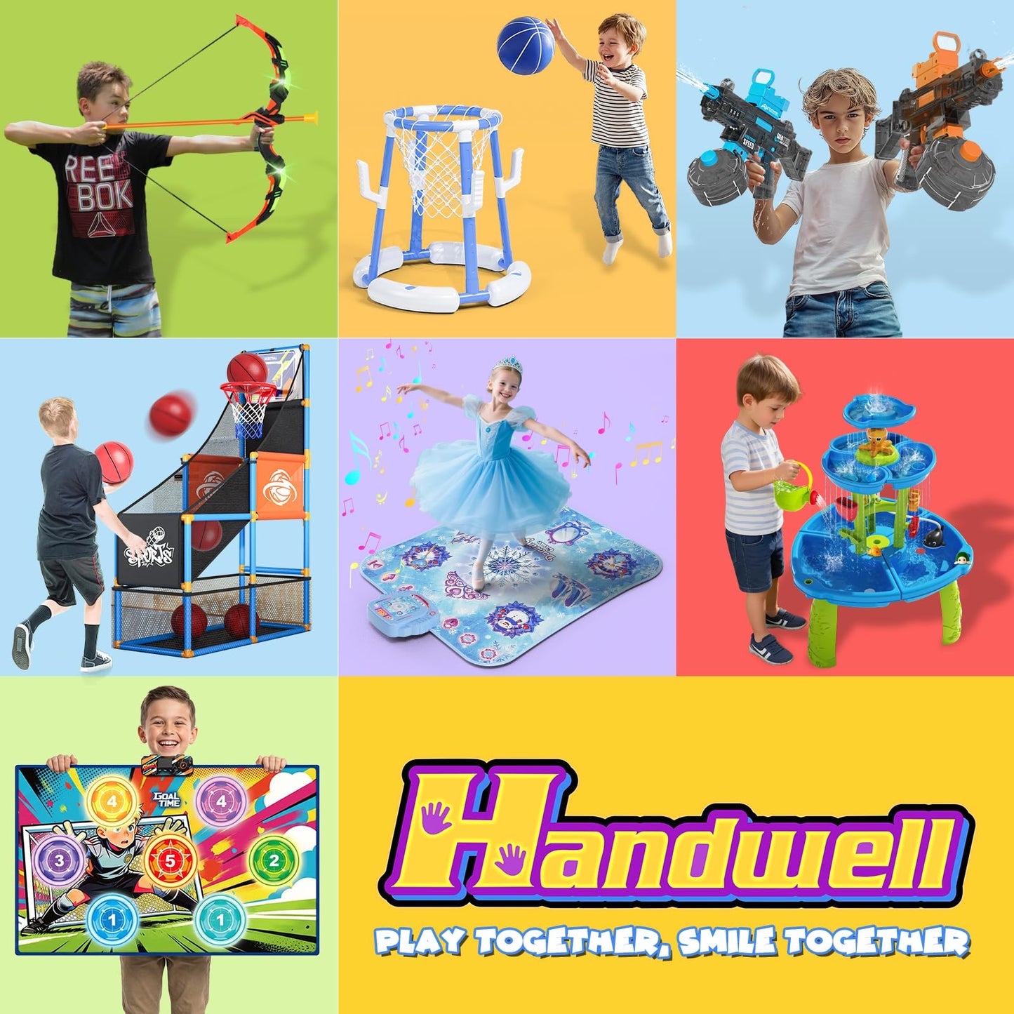 Handwell Bow and Arrow Set for Kids LED Light Up Archery Set with 10 Suction Cup Arrows Indoor Outdoor Toys with Standing Target & Quiver, Xmas Birthday Gifts for Boys Girls Age 4-8 8-12