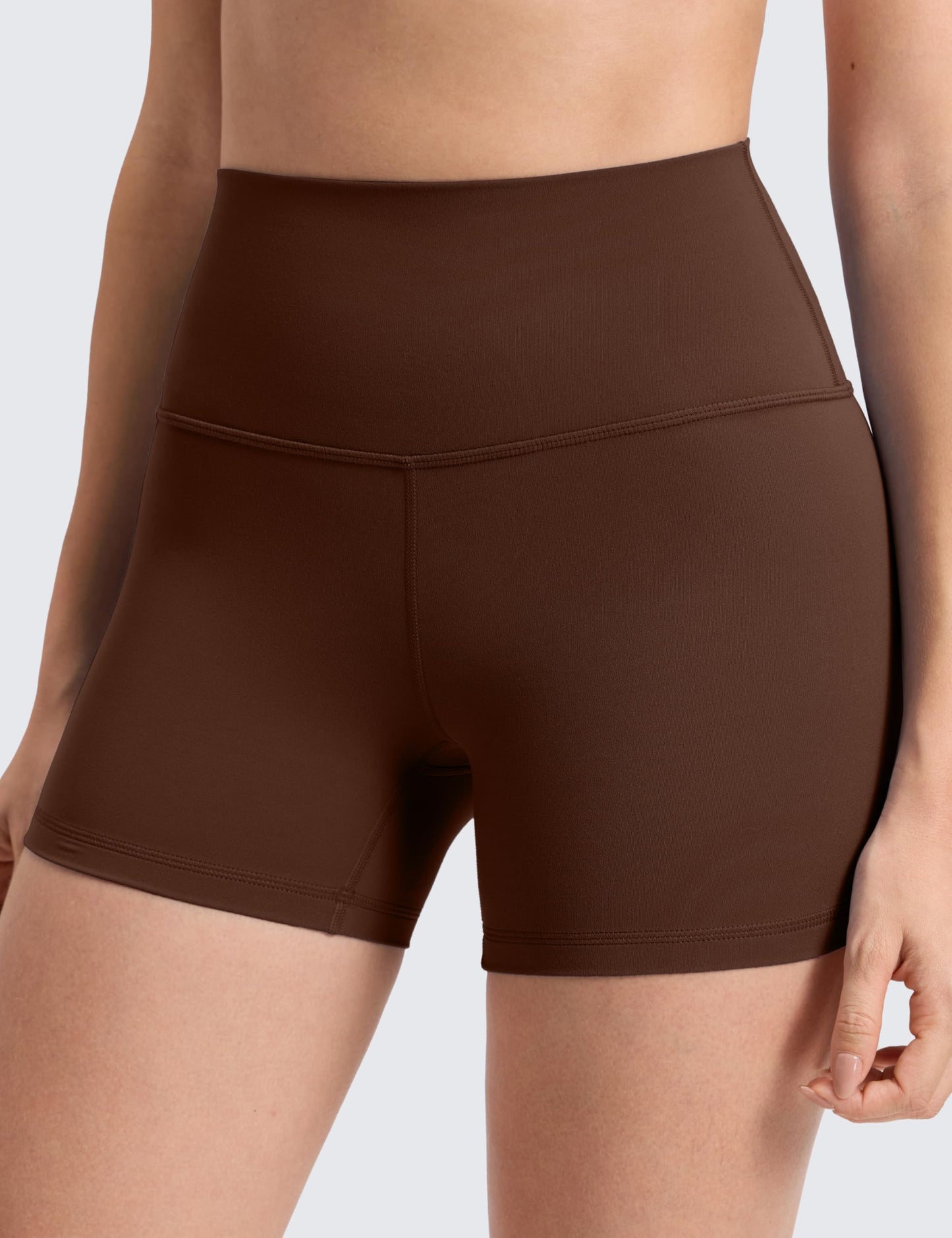 CRZ YOGA Butterluxe Biker Shorts 4'' - High Waisted Booty Workout Volleyball Yoga Womens Spandex Lava Brown X-Large