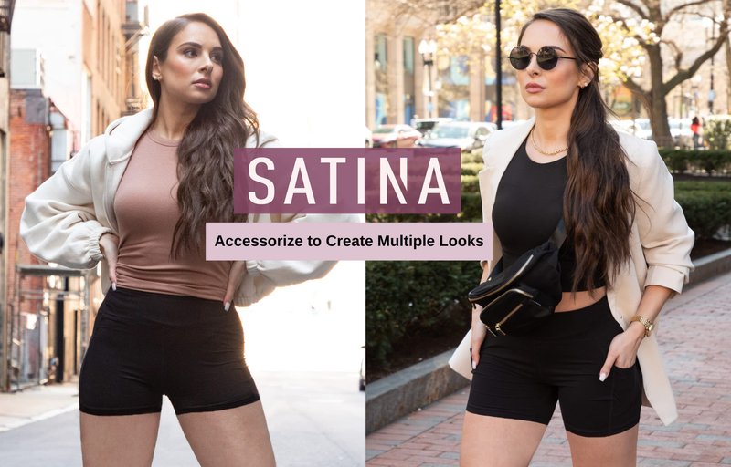SATINA Biker Shorts for Women – 5-Inch High Waist Yoga Shorts with Pockets – Buttery Soft, Stretchy Peach Skin Fabric – Tummy Control & Moisture-Wicking – Black, Medium – Regular & Plus Sizes