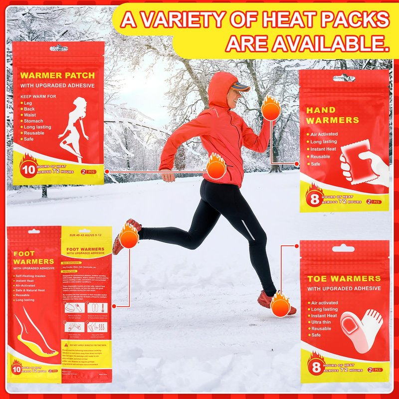 Jenaai 50 Pcs Hand Warmers 3.5x2.1'' Resealable Emergency Hand Warmers up to 8 Hours of Heat Across 72 h (hours) Long Lasting Safe Natural Odorless Air Activated for Cold Winter Skiing Hiking Survival