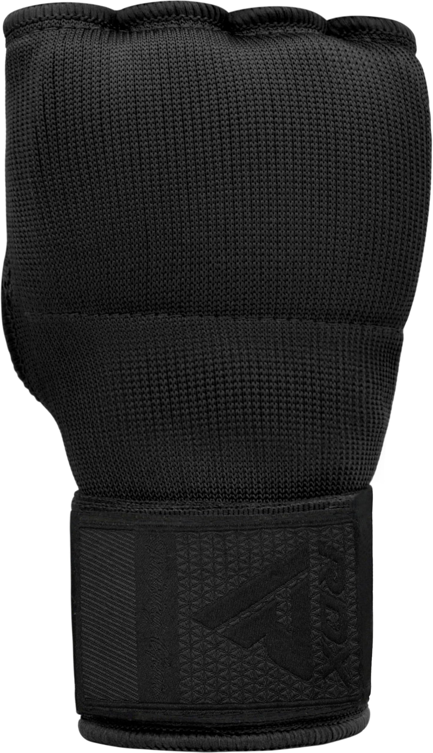 RDX Gel Boxing Hand Wraps Inner Gloves Men Women, Quick 100cm Long Wrist Straps, Elasticated Padded Fist Under Mitts Protection, Muay Thai MMA Kickboxing Martial Arts (Full Black, S)