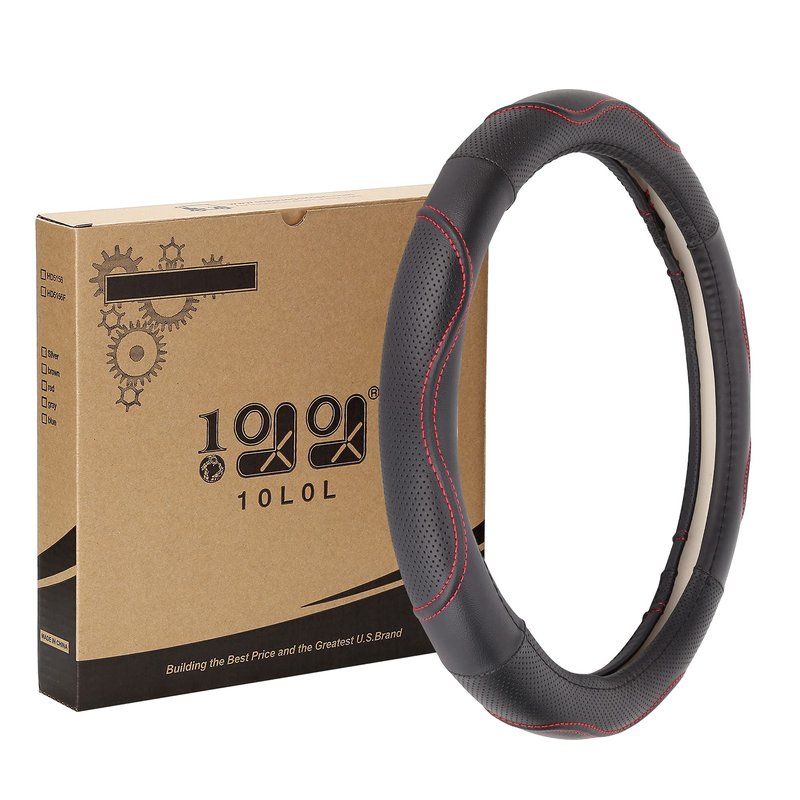 10L0L Golf Cart Steering Wheel Cover-13 Soft and Breathable Anti Slip Leather Steering Wheel Cover,Feels Good in Handling- for EZGO TXT & RXV