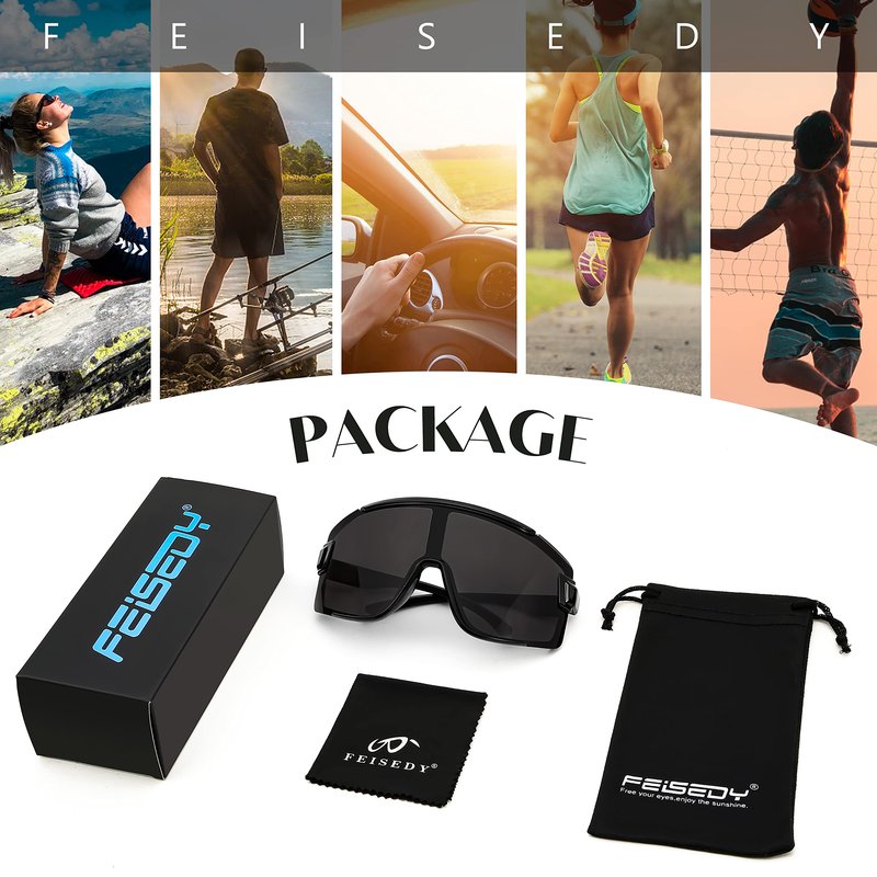 FEISEDY Cycling Glasses Men Women Sport Sunglasses 80s ski Goggles Driving Fishing Biking Sunglasses UV Protection B2944