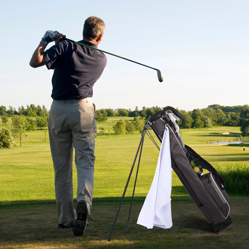 T WINSOLOGY Small Golf Bags for Men Golf Stand Bag Lightweight Golf Easy Carry Bag with Strap and Stand for The Driving Range, Par 3 and Executive Courses Golf Bags for Men or Women. (Grey/Wasabi)