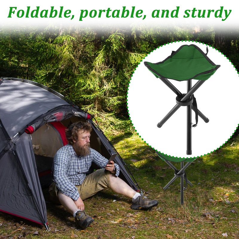 KKONHII Folding Camping Stool,Portable Travel Outdoor Tripod Seat,Green Folding Camping Chairs for Camping Party Mountaineering Picnic Beach Garden Lawn