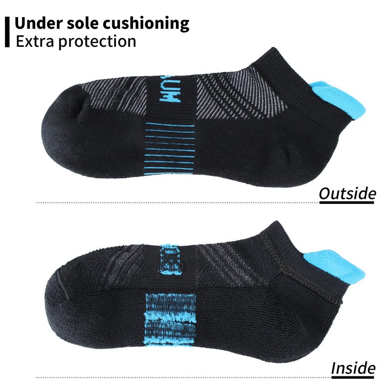 BIOAUM Cushioned Men's Ankle Socks, 6 Pairs Cotton Athletic Sport Breathable Low Cut Socks for Running Shoe Size 10-12